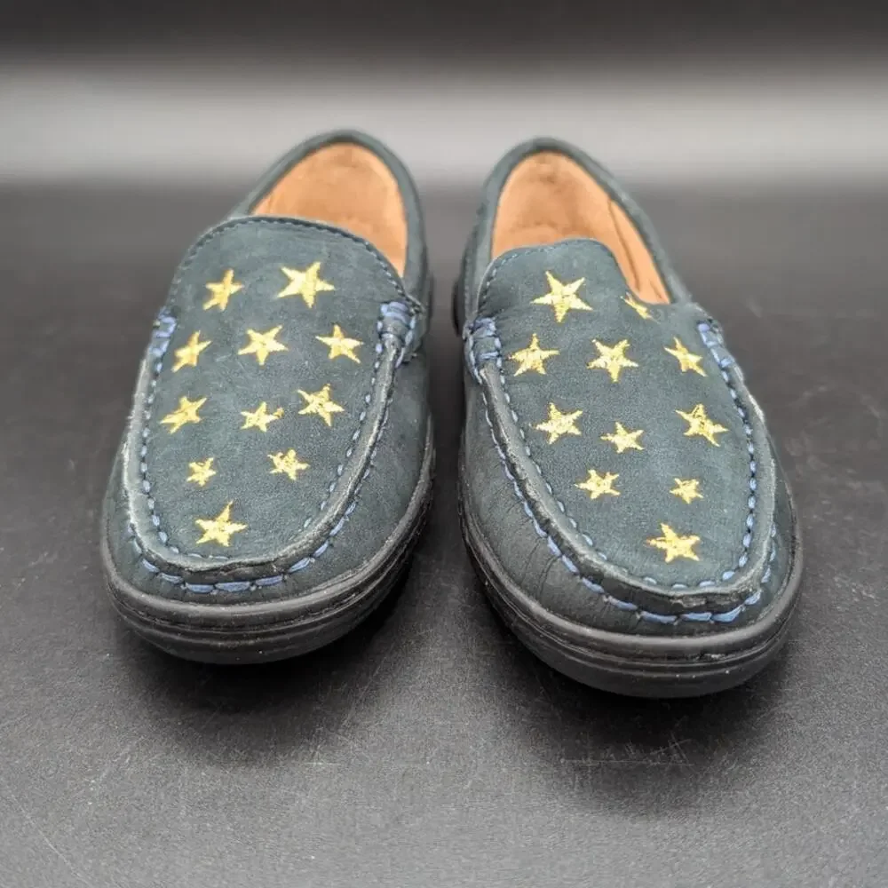 Marc Joseph Loafers Youth 11.5 Navy Blue Gold Stars Slip On Shoes Holland Preppy